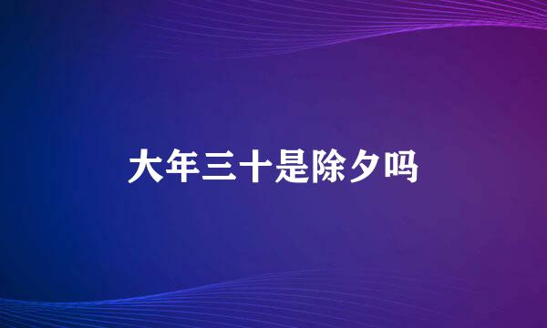 大年三十是除夕吗