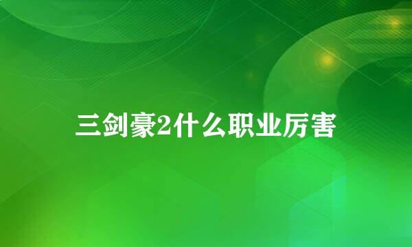 三剑豪2什么职业厉害