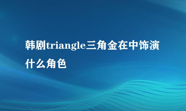 韩剧triangle三角金在中饰演什么角色