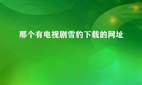 那个有电视剧雪豹下载的网址