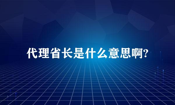 代理省长是什么意思啊?