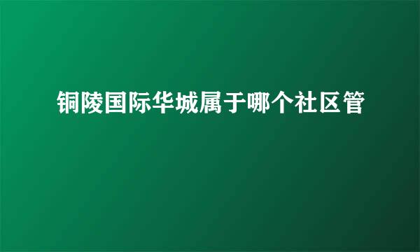 铜陵国际华城属于哪个社区管