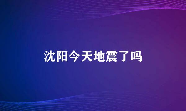 沈阳今天地震了吗