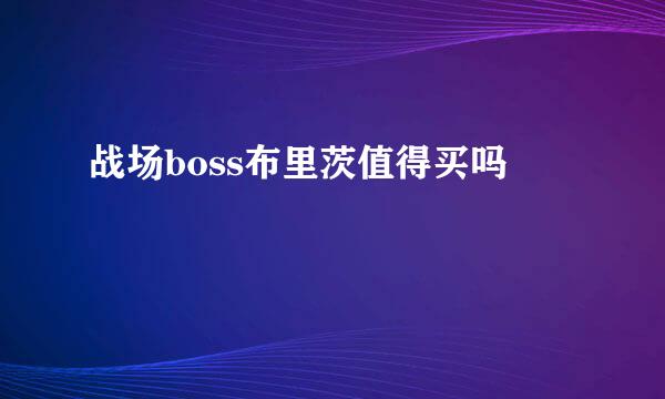 战场boss布里茨值得买吗