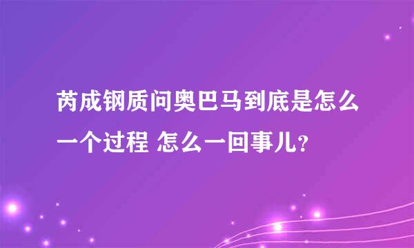 芮成钢质问奥巴马到底是怎么一个过程 怎么一回事儿？