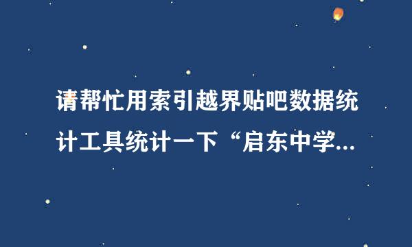 请帮忙用索引越界贴吧数据统计工具统计一下“启东中学”吧的最有影响力的100名吧友！