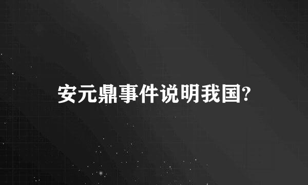 安元鼎事件说明我国?