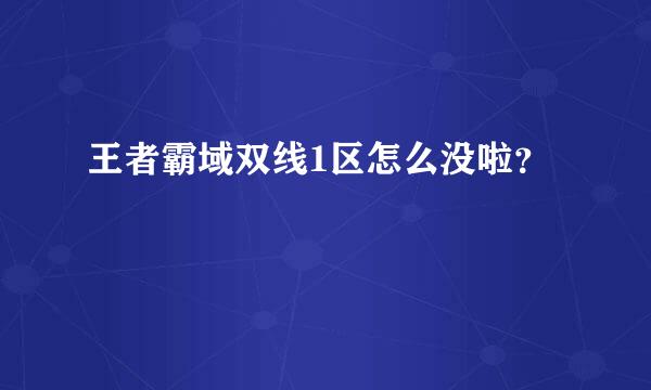 王者霸域双线1区怎么没啦？