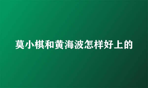 莫小棋和黄海波怎样好上的