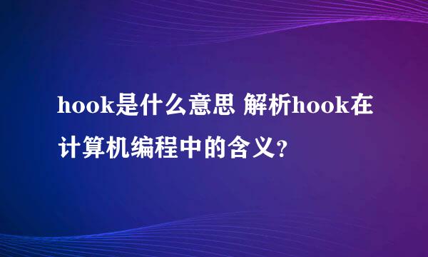 hook是什么意思 解析hook在计算机编程中的含义？