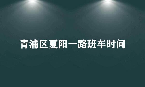 青浦区夏阳一路班车时间