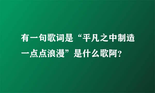 有一句歌词是“平凡之中制造一点点浪漫”是什么歌阿？