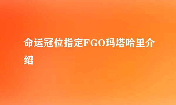 命运冠位指定FGO玛塔哈里介绍