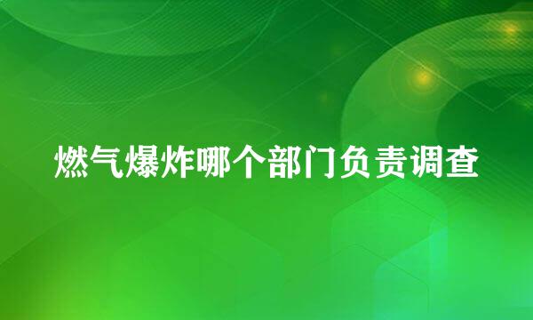 燃气爆炸哪个部门负责调查