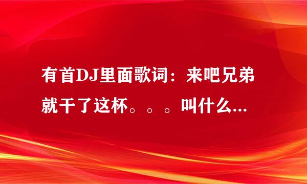 有首DJ里面歌词：来吧兄弟 就干了这杯。。。叫什么名字？旋律很好