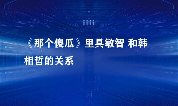 《那个傻瓜》里具敏智 和韩相哲的关系