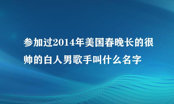 参加过2014年美国春晚长的很帅的白人男歌手叫什么名字