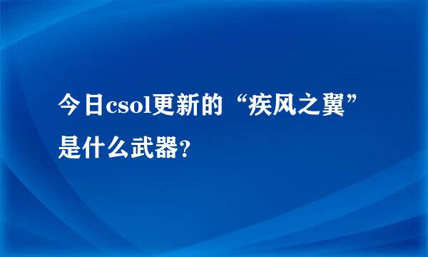 今日csol更新的“疾风之翼”是什么武器？