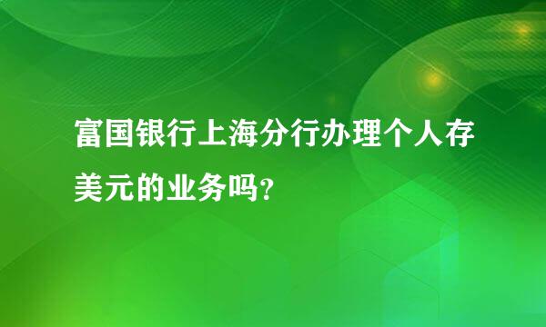 富国银行上海分行办理个人存美元的业务吗？