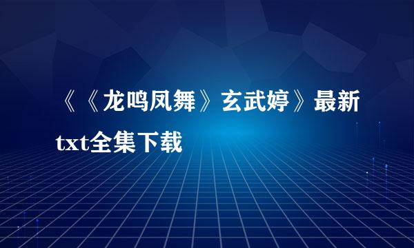 《《龙鸣凤舞》玄武婷》最新txt全集下载