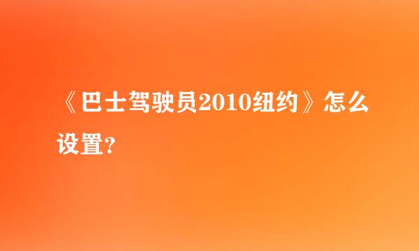 《巴士驾驶员2010纽约》怎么设置？