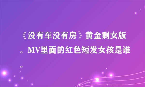 《没有车没有房》黄金剩女版。MV里面的红色短发女孩是谁。