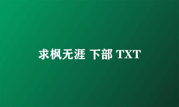 求枫无涯 下部 TXT