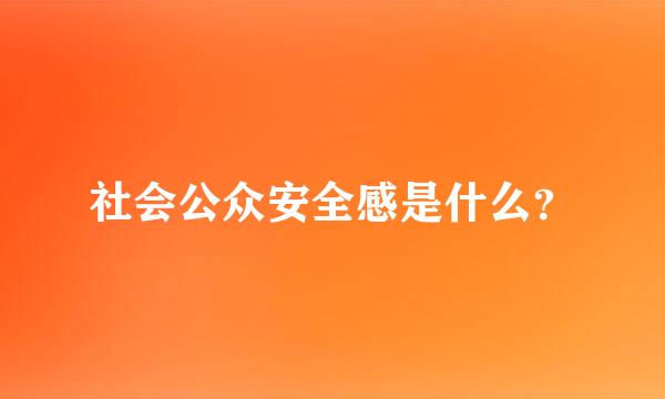 社会公众安全感是什么？