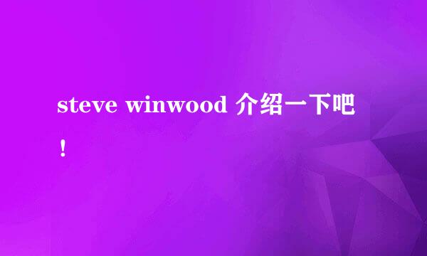 steve winwood 介绍一下吧！