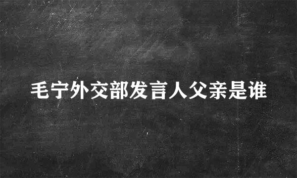 毛宁外交部发言人父亲是谁