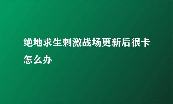 绝地求生刺激战场更新后很卡怎么办