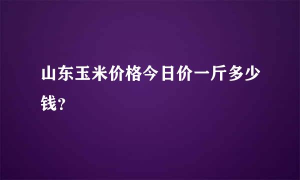 山东玉米价格今日价一斤多少钱？