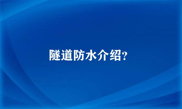 隧道防水介绍？