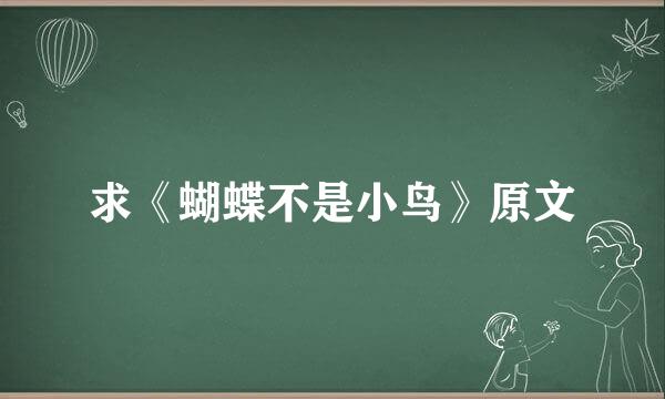 求《蝴蝶不是小鸟》原文