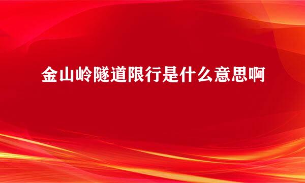 金山岭隧道限行是什么意思啊