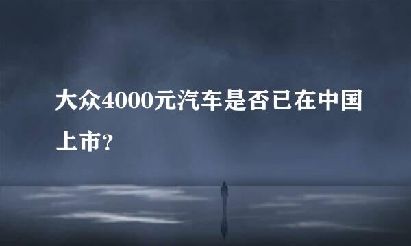 大众4000元汽车是否已在中国上市？