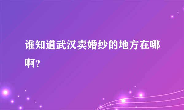 谁知道武汉卖婚纱的地方在哪啊？