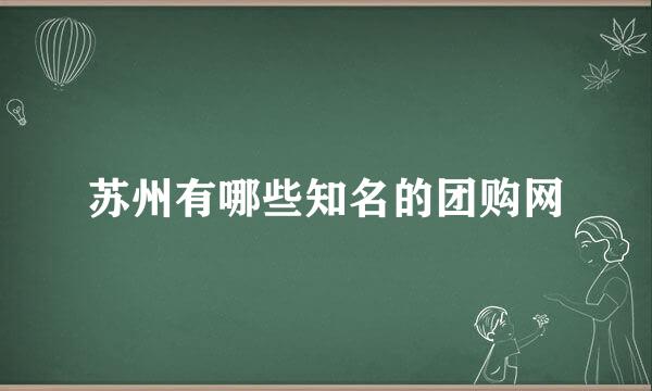 苏州有哪些知名的团购网