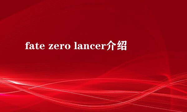 fate zero lancer介绍