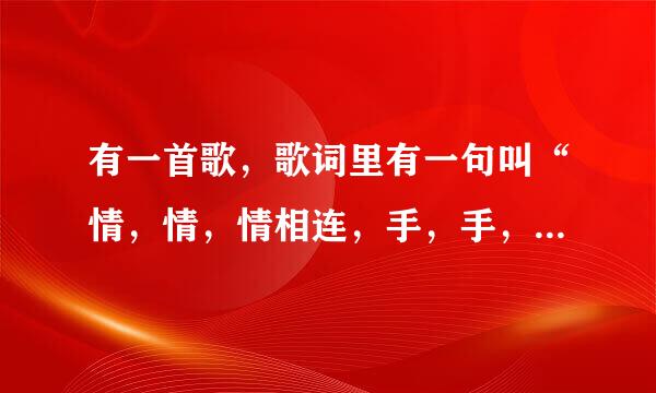 有一首歌，歌词里有一句叫“情，情，情相连，手，手，手牵手。