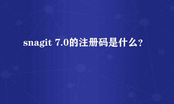 snagit 7.0的注册码是什么？