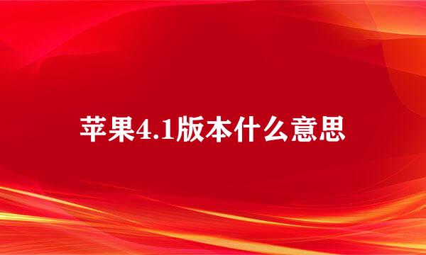 苹果4.1版本什么意思