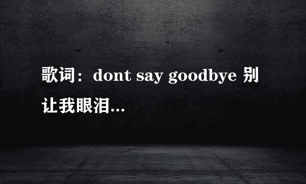 歌词：dont say goodbye 别让我眼泪流下来 dont meet tonight 求歌名