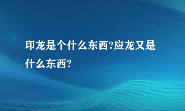 印龙是个什么东西?应龙又是什么东西?