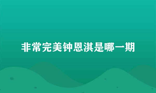 非常完美钟恩淇是哪一期