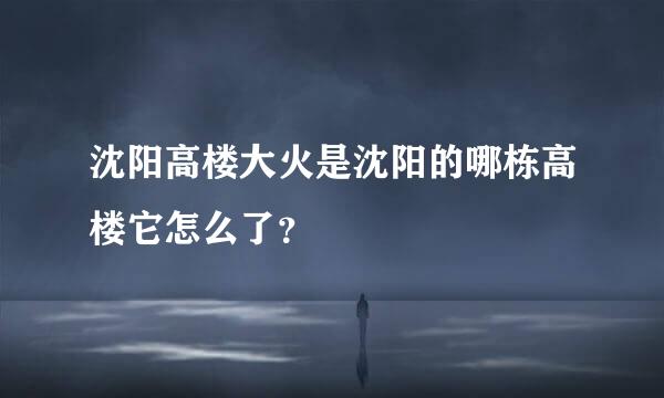 沈阳高楼大火是沈阳的哪栋高楼它怎么了？