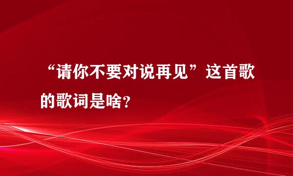 “请你不要对说再见”这首歌的歌词是啥？