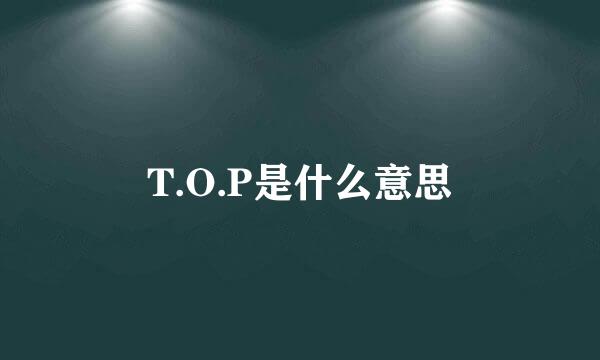 T.O.P是什么意思