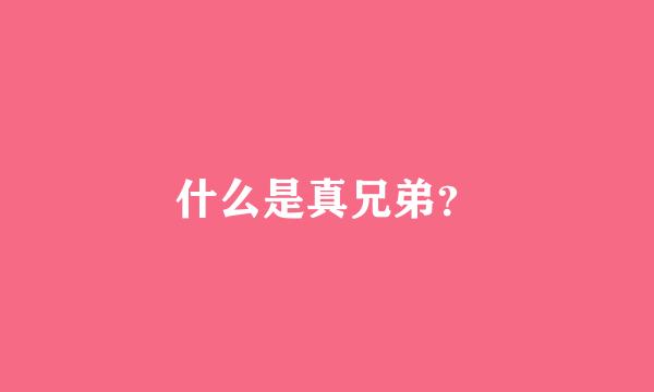 什么是真兄弟？