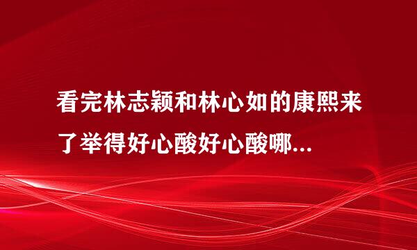 看完林志颖和林心如的康熙来了举得好心酸好心酸哪...